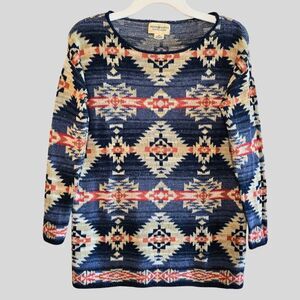 Ralph Lauren Aztec Knit Sweater Women Small Cotton Boho Western Tribal Southwest